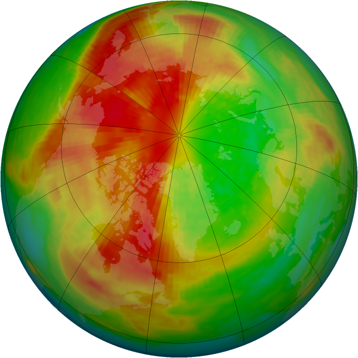 Arctic ozone map for 15 March 1994
